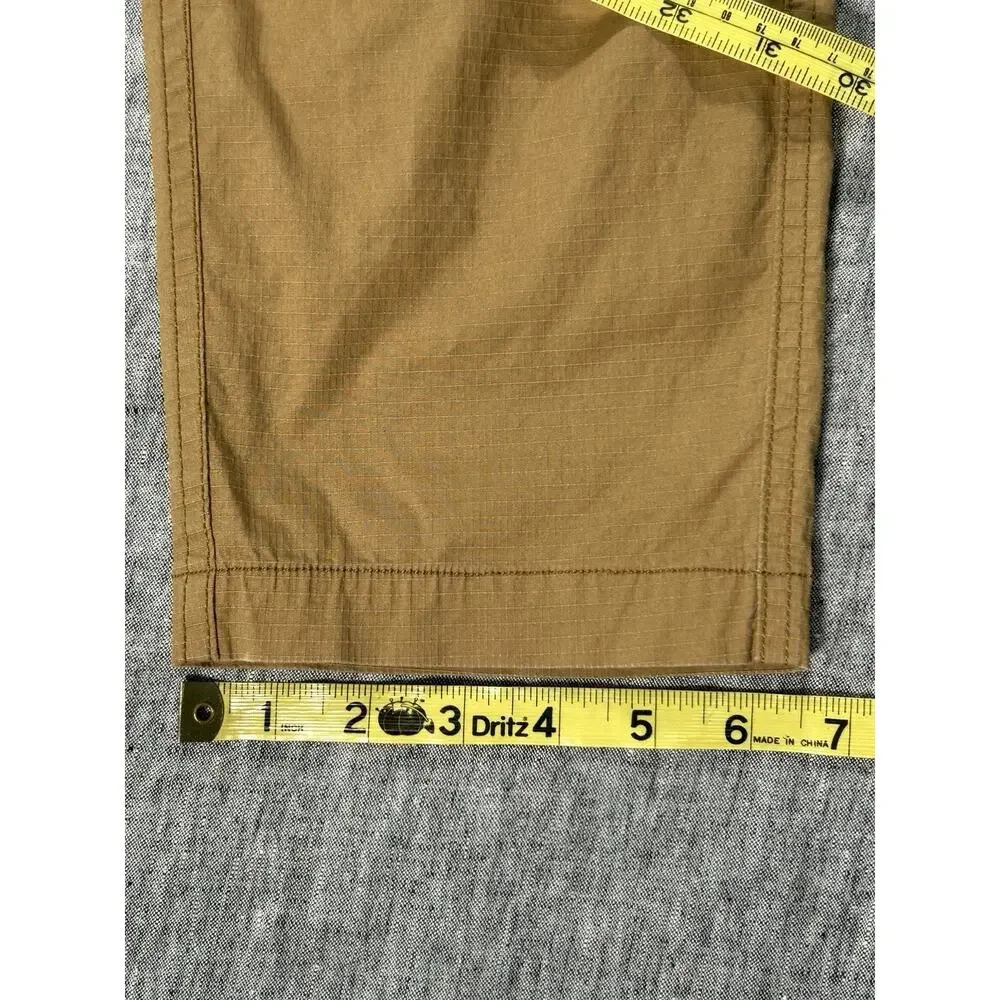 Wrmfzy Pants Mens Large Tan Ripstop Tactical Cargo Elastic Waist Stretch